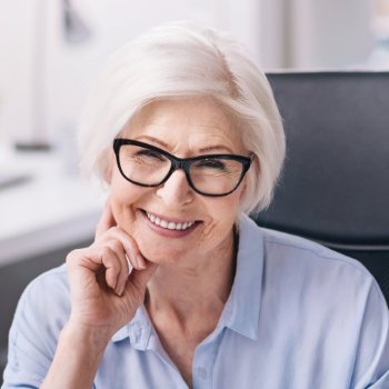 Smiling senior woman with glasses Dental Care   Acworth care